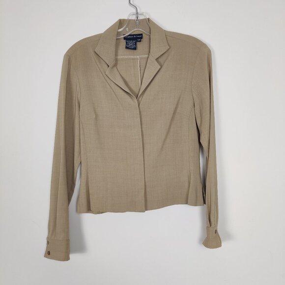 Tristan & Iseut Women's Blouse in Tan Size Small Wool Quiet Luxury Old Money - Picture 1 of 7